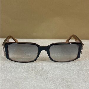 Rectangular Tortoiseshell Sunglasses with Rhinestone Accents